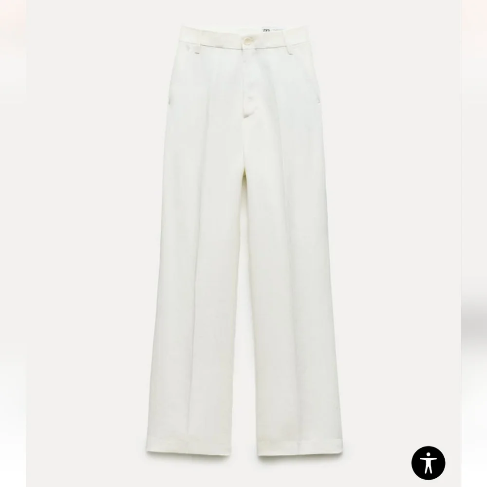 ZW COLLECTION STRAIGHT FIT LINEN BLEND TROUSERS SIZE S